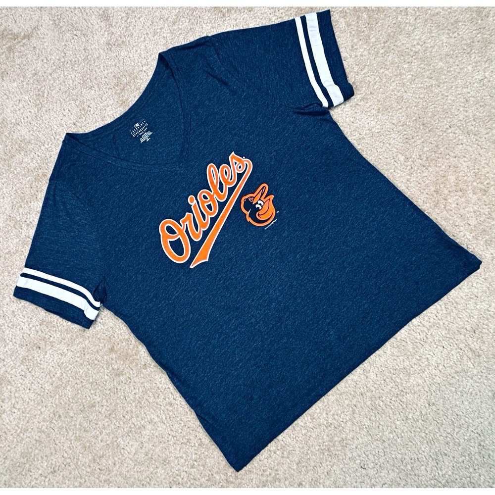 Baltimore Orioles MLB Navy V-Neck Shirt Striped Sleeves XXL 5th & Ocean New Era